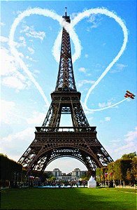 Placa Decorativa em MDF - Avião Torre Eiffel Paris