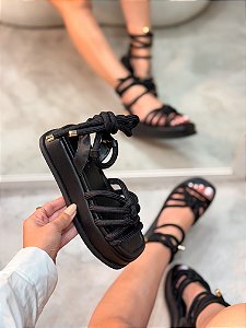 Flatform Feminina Cordas Trancoso Preta