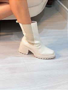 Bota Feminina Malu Chelsea Off-white