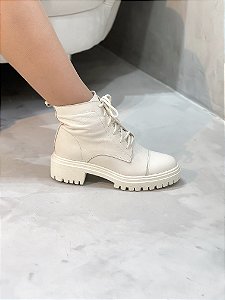 Coturno Feminino Fernanda Off-white Couro Legítimo