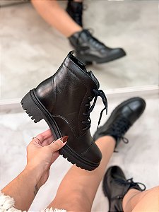 Coturno Feminino Fernanda Preto Couro Legítimo
