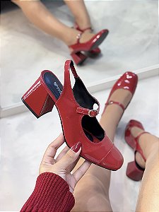 Sapato Boneca Tali Vermelho Verniz