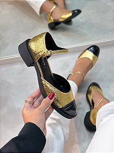 Sapato Boneca Samanta Dourado/Preto