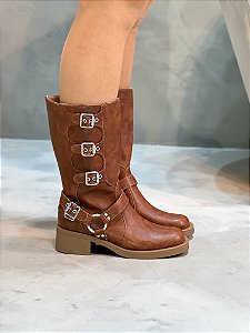 Coturno Feminino Biker Zara Caramelo