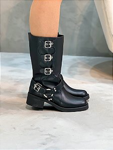 Coturno Feminino Biker Zara Preto