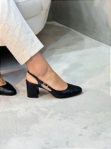 Slingback Feminino Sara Preto Destroyed