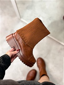 Coturno Feminino Manu Caramelo Meia