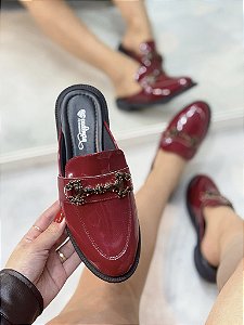 Mule Feminino Milena Verniz Cherry
