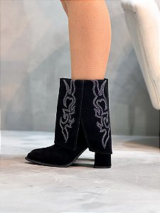Bota Feminina Capa Jade Preta Bordada