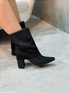 Bota Feminina Stefani Preta Capa Tricot