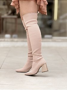 Bota Feminina Over Agatha Nude Em meia