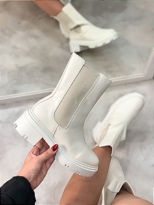 Coturno Feminino Lia Chelsea Off-White