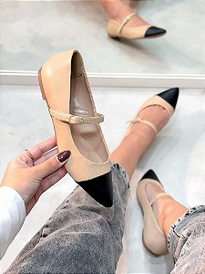 Sapatilha Feminina Laura Nude/Preto
