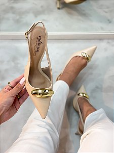 Scarpin Feminino Ariana Nude Verniz
