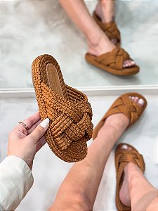PRÉ VENDA - Flatform Feminina Jade Camel em Corda