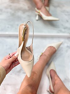Scarpin Slingback Feminino Olivia Off-White