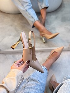 Scarpin Feminino Mia Nude em Couro