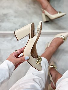 Slingback feminino Alice Off-White em Couro