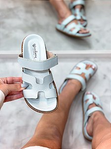 Birken Feminina Ágata Azul em Couro