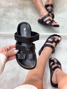 Birken Feminina Ágata Preta em Couro