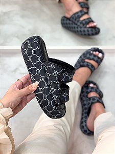 Flatform Feminina Bety em Velcro Preta