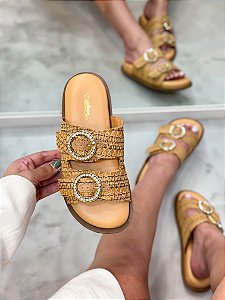Birken Feminina Aurora em Palha e Couro Legítimo