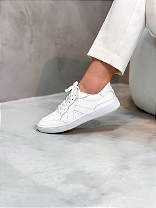 Tênis Feminino Francine Branco em Couro