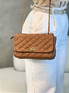 Bolsa Feminina Dubai M em Camel Couro Legítimo