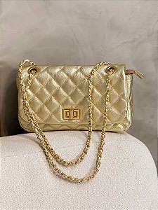 Bolsa Feminina Dubai M Ouro Light em Couro legítimo
