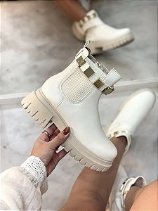 Coturno Feminino Aimê Off-White