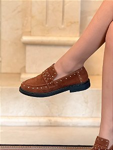 Mocassim Feminino Madison  Caramelo em Camurça