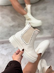 Coturno Feminino Rebeca Chelsea Off-White