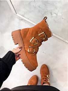 Coturno Feminino Jade Camel Camurça