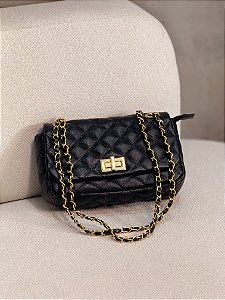 Bolsa Feminina Dubai M em Preta Couro Legítimo