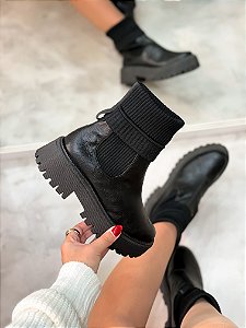 Coturno Feminino Amara em Meia Preto