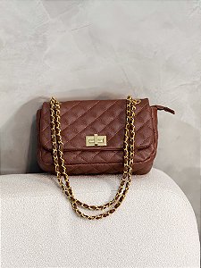 Bolsa Feminina Dubai M em Marrom Couro Legítimo
