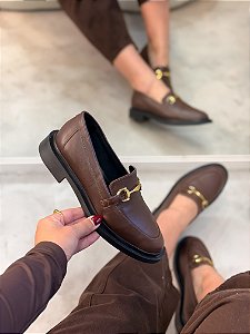 PRÉ VENDA - Mocassim Feminino Zaya Marrom em Couro legítimo