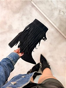 Bota Feminina Saori Preta Camurça
