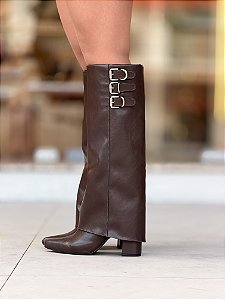 Bota Feminina Lola Marrom Capa Cano alto