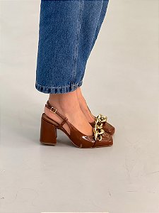 Slingback Feminino Alexia Camel