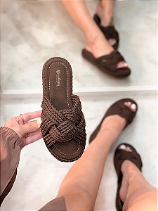 Flatform Feminina Jade Marrom em Corda
