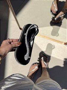 Papete Feminina Snake Preto