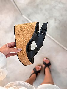 Sandália Anabela Feminina Martina Preta