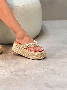 Plataforma Feminina Moana Bege em corda