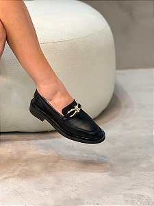 Mocassim Feminino Verona Preto em couro legítimo
