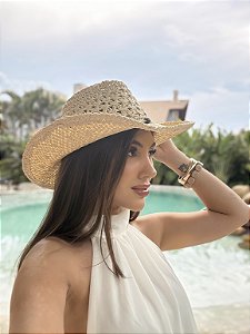 Chapéu de Palha Western Búzios Bege/Natural