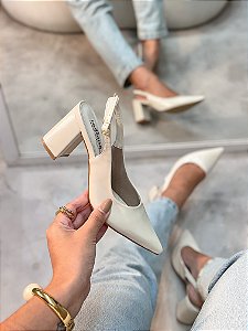 Slingback Feminino Olivia Off-white