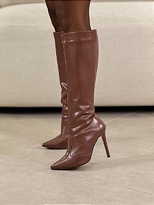 Bota Feminina Charlote Marrom Cano Longo