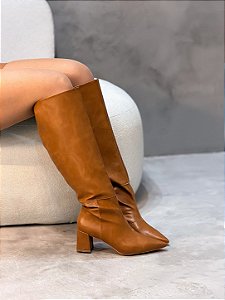 Bota Feminina Giana Cano Alto Caramelo