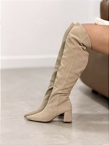 Bota Feminina Aline Over Fendi Camurça Salto Baixo